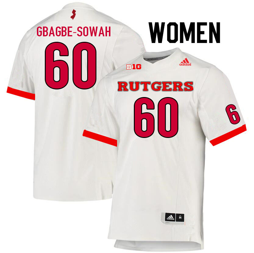 Women #60 Moses Gbagbe-Sowah Rutgers Scarlet Knights College Football Jerseys Sale-White - Click Image to Close